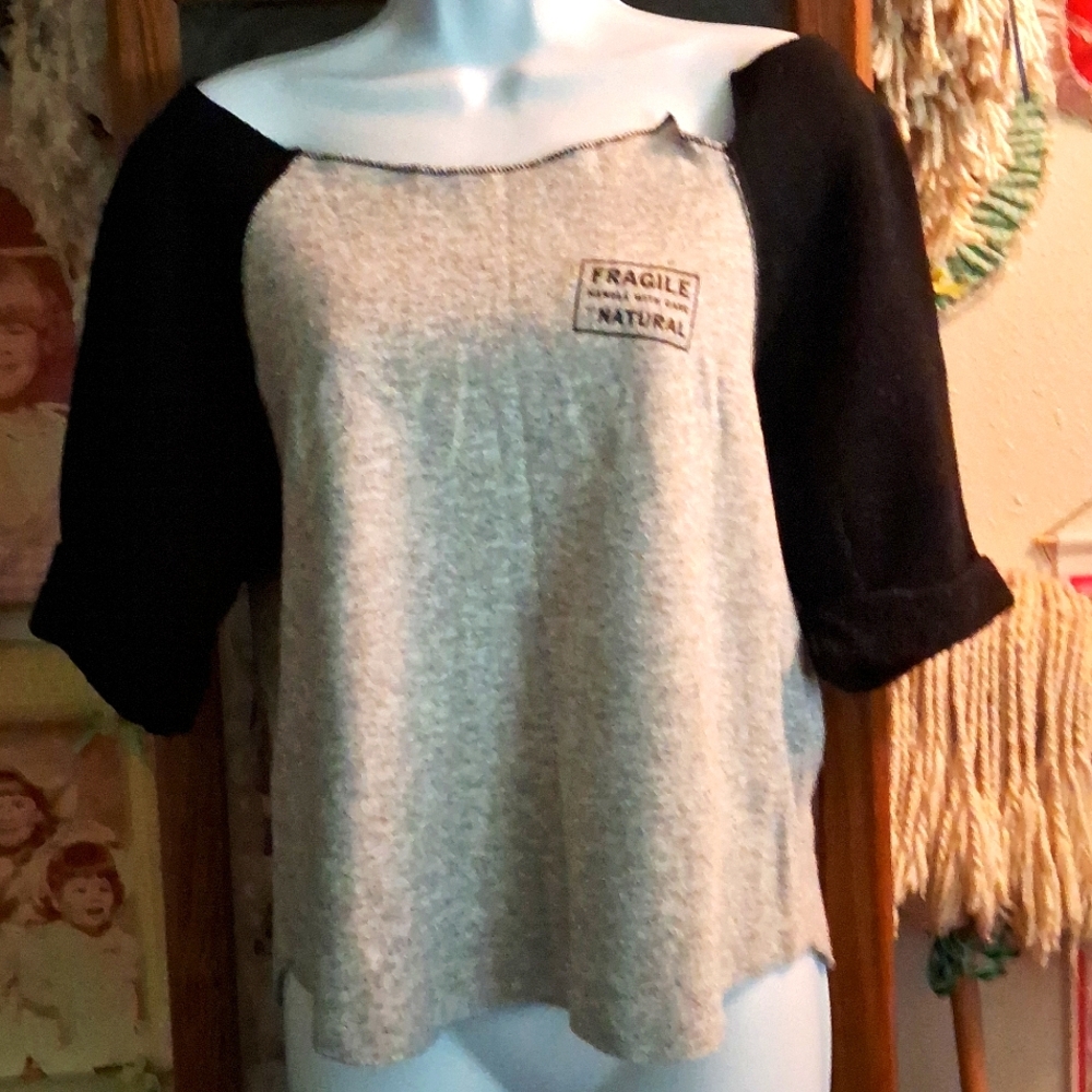 Vintage 80's,Gray & Black, "Flashdance" Style Sweatshirt/Top💥💕
